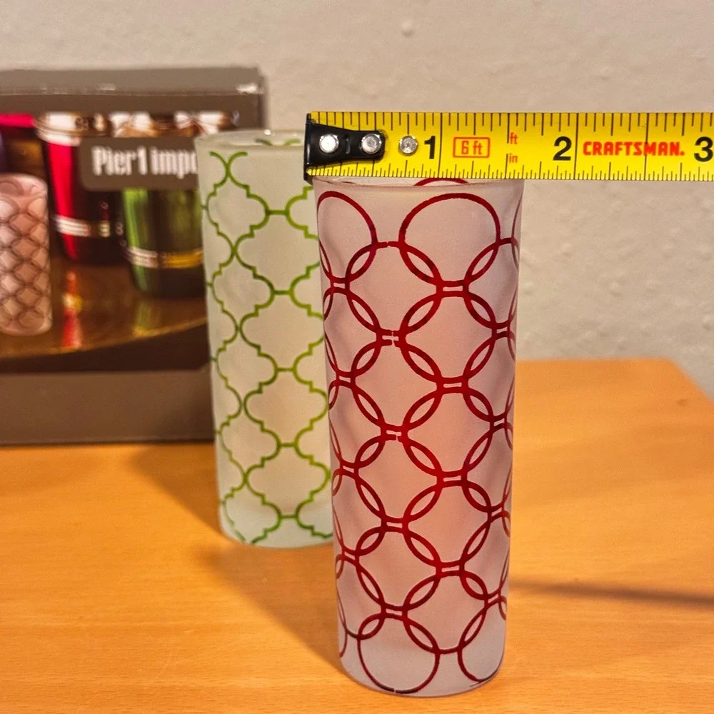 Pier 1 Imports Shot Glass Set Unisex OS Multicolor Frosted Geometric Barware